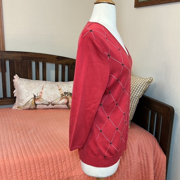 Brooks Brothers Red Argyle silk blend sweater Womens size Large - Picture 4 of 12
